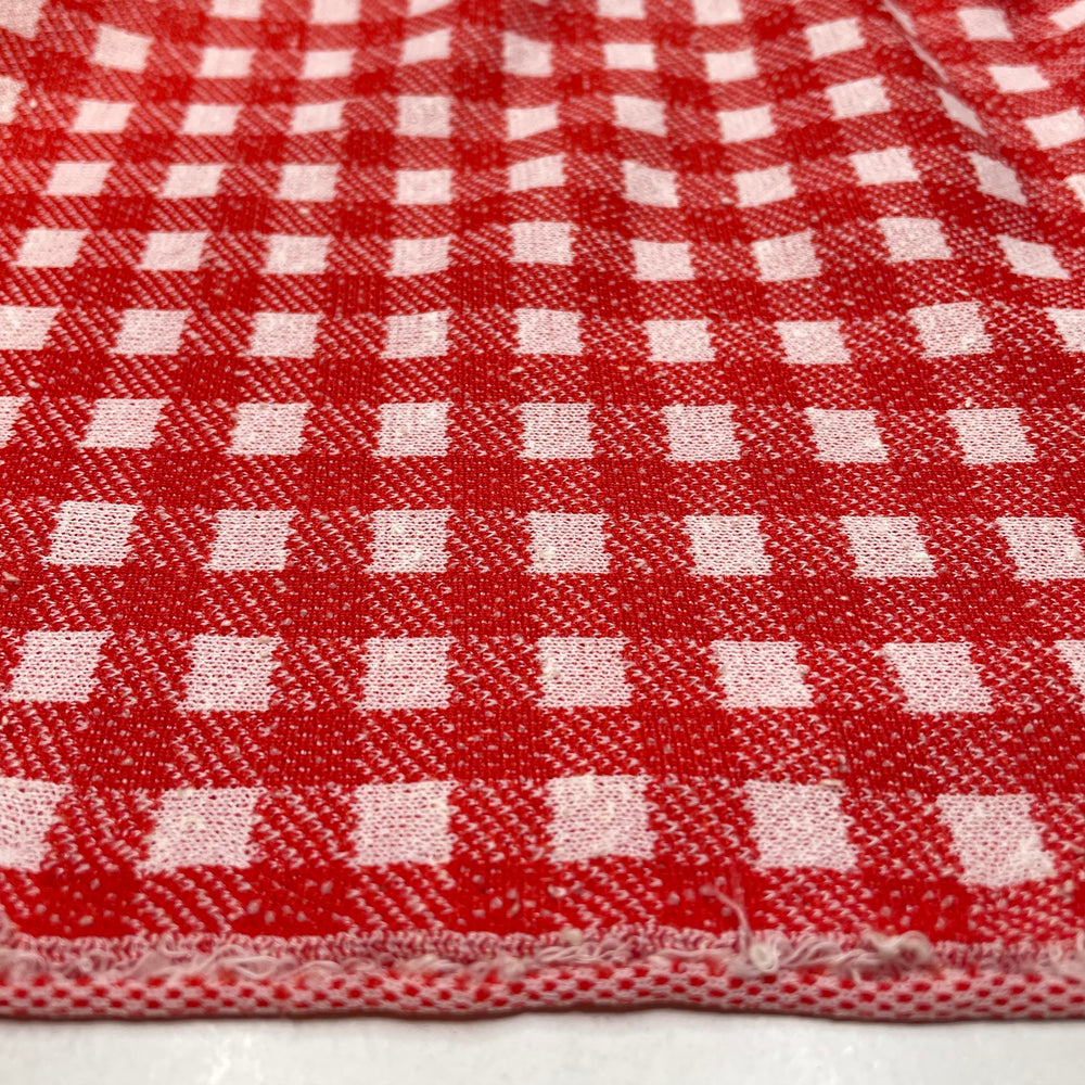 Teddy Bear Picnic - Double Cloth Knit Polyester Blend  - Red/White Plaid - 1.7M Bundle (6693823676529)