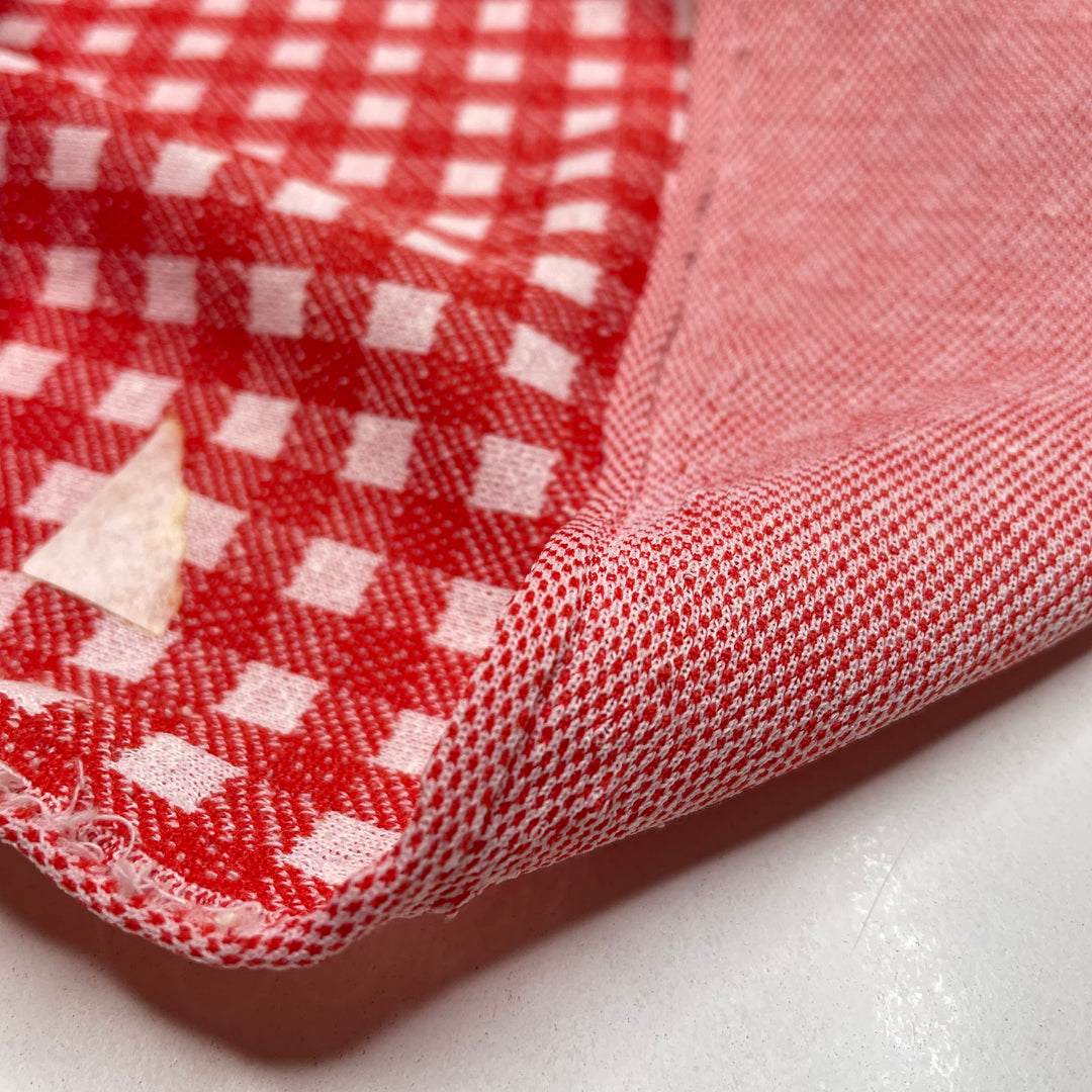 Teddy Bear Picnic - Double Cloth Knit Polyester Blend  - Red/White Plaid - 1.7M Bundle (6693823676529)