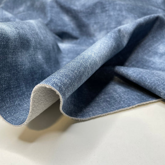 Turning Point - Fleece Double Cloth Knit Poly  - Blue/Grey Denim Print - 1M Bundle (6701603684465)