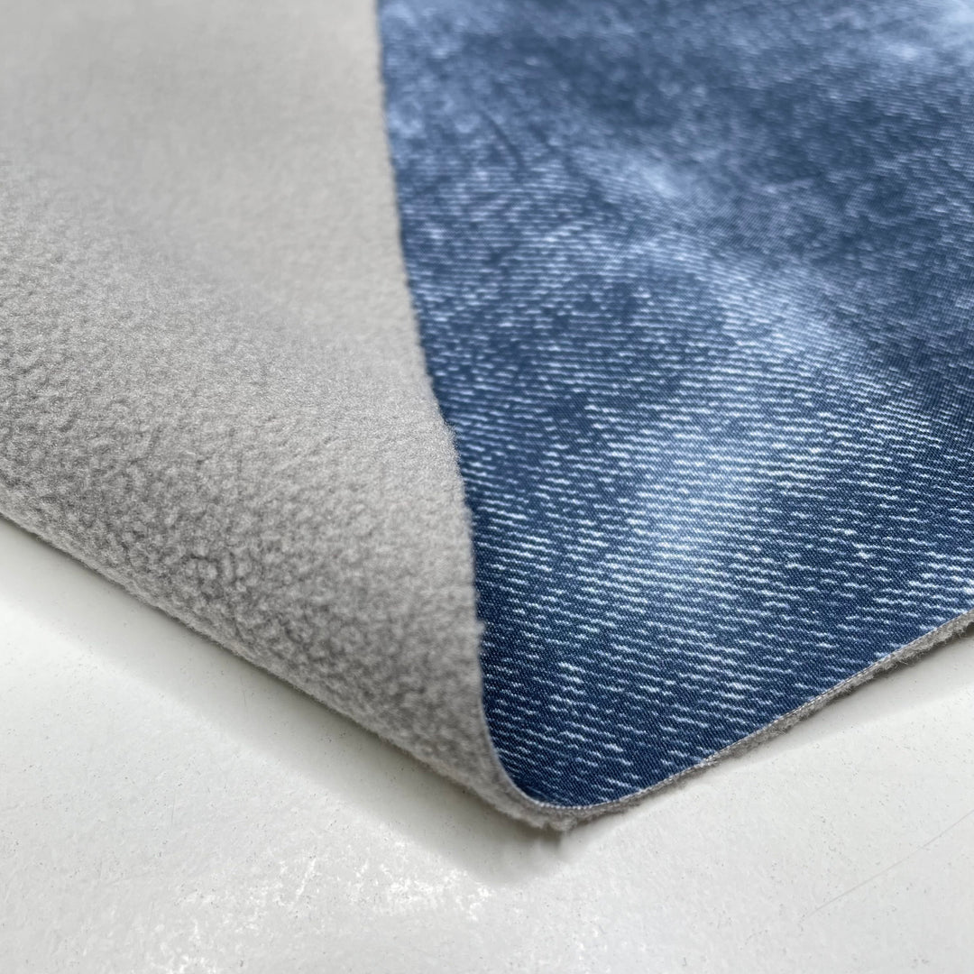 Turning Point - Fleece Double Cloth Knit Poly  - Blue/Grey Denim Print - 1M Bundle (6701603684465)