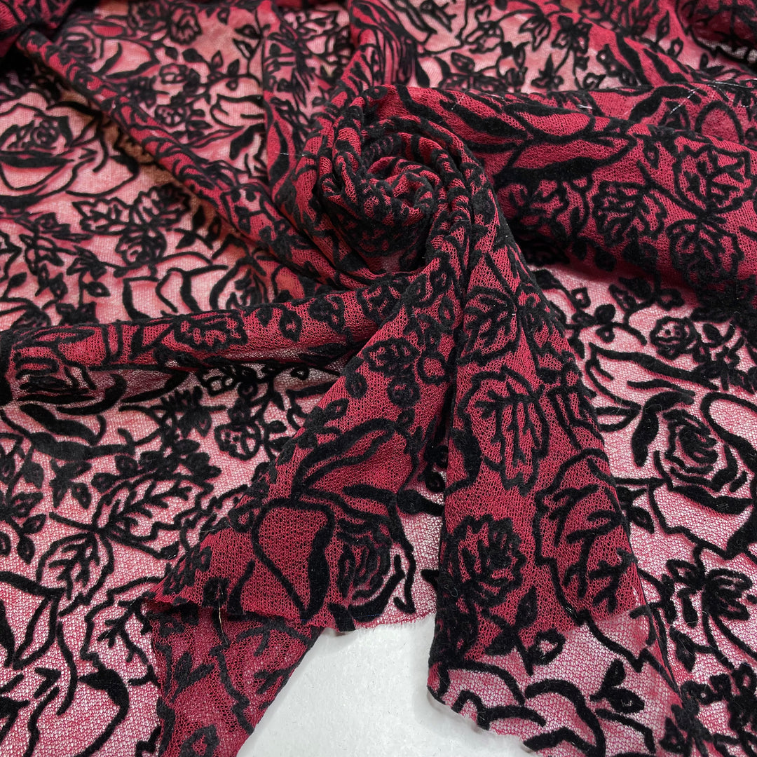 Beauty And The Beast - Synthetic Woven - Burgundy/Black Floral - 1.2M Bundle (6707691683953)