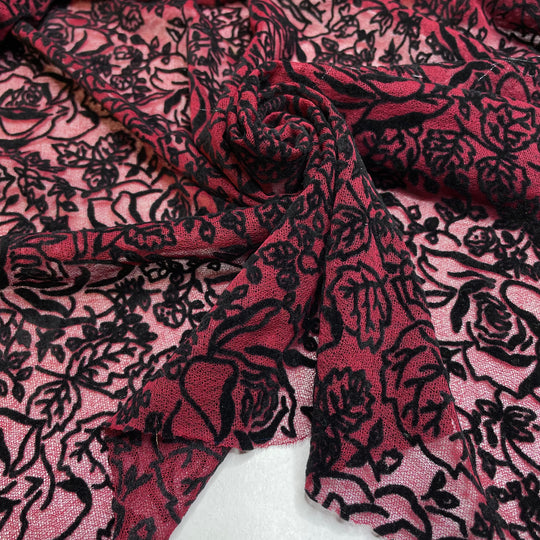 Beauty And The Beast - Synthetic Woven - Burgundy/Black Floral - 1.2M Bundle (6707691683953)