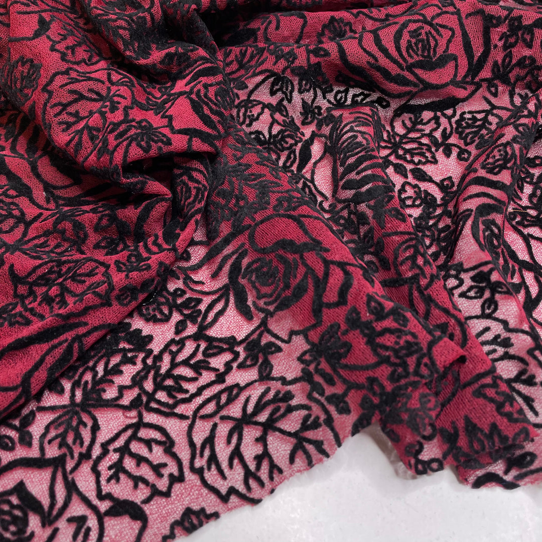 Beauty And The Beast - Synthetic Woven - Burgundy/Black Floral - 1.2M Bundle (6707691683953)