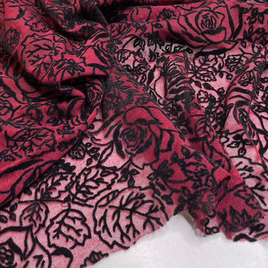 Beauty And The Beast - Synthetic Woven - Burgundy/Black Floral - 1.2M Bundle (6707691683953)