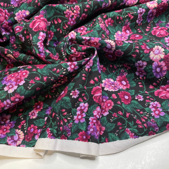 Mixed Berry Blossoms - Cotton Woven - Black Multi Floral - 1.6M Bundle (6708873298033)