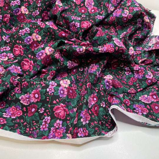Mixed Berry Blossoms - Cotton Woven - Black Multi Floral - 1.6M Bundle (6708873298033)