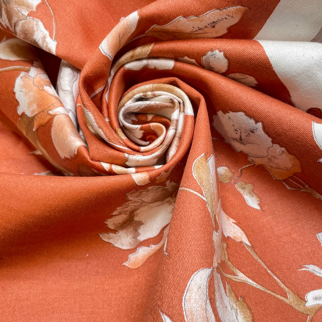 Dubrovnik Rooftops - Cotton Woven - Orange/White Floral - 2.2M Bundle (6710551281777)