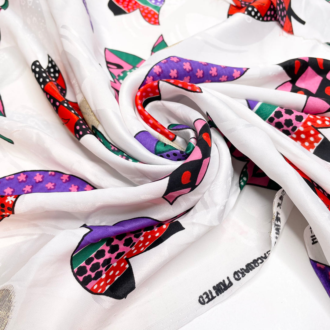Souvenir Scarf - Silk Woven - White Multi Floral - 2.6M Bundle (6711058563185)