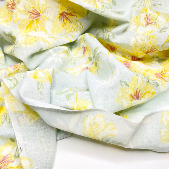 Buenos Aires Botanical Gardens - Linen Woven - Light Green/Yellow Floral - 1.4M Bundle (6712032755825)