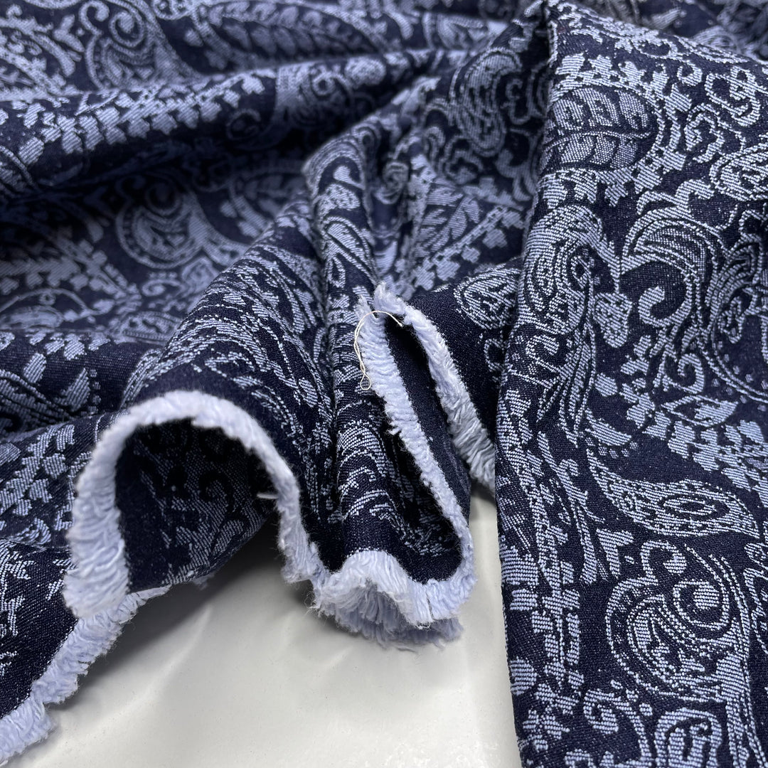 UB - Stretchy Pants Comfort - Jacquard Cotton Blend Woven - Blue Paisley - 2M Bundle (6714250526833)