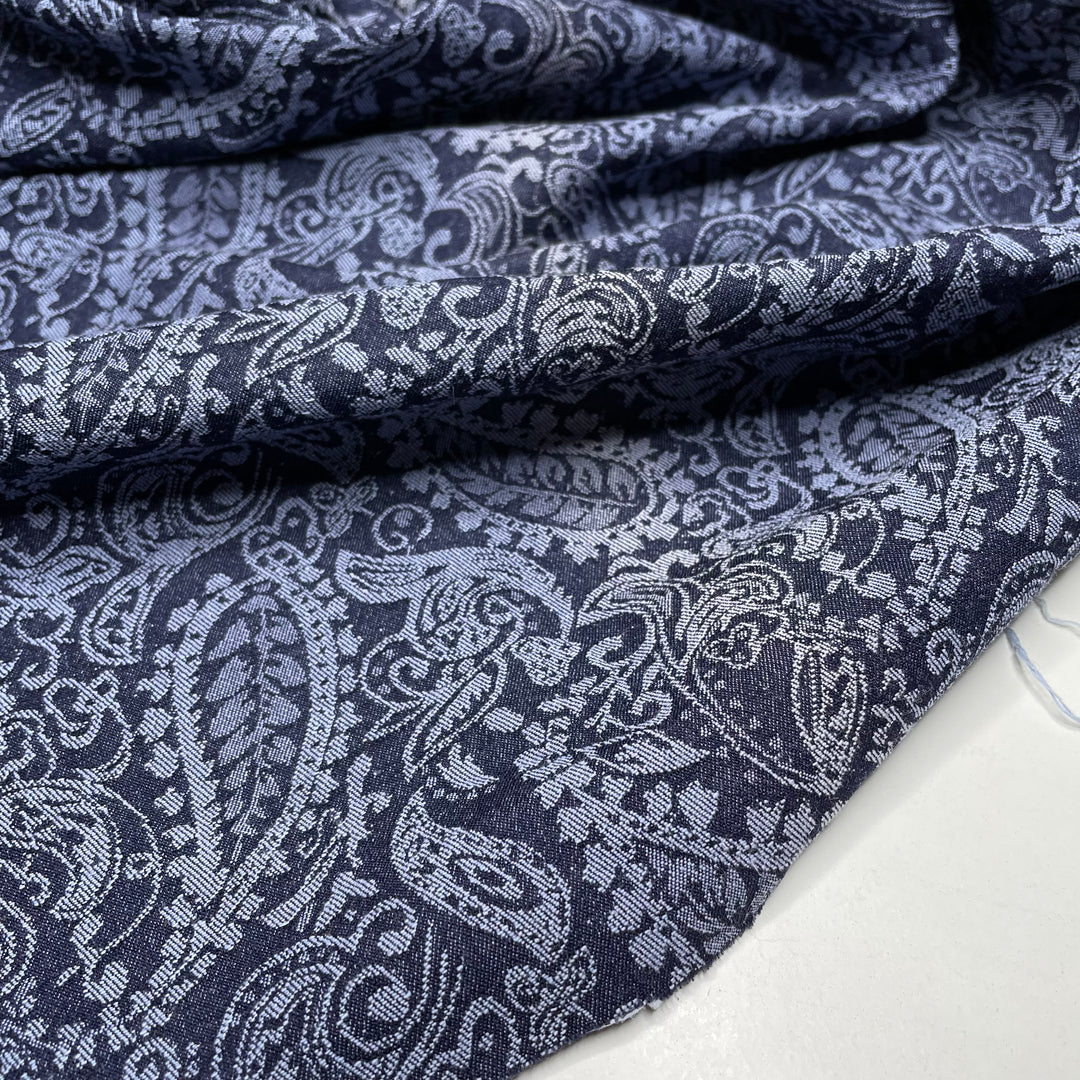 UB - Stretchy Pants Comfort - Jacquard Cotton Blend Woven - Blue Paisley - 2M Bundle (6714250526833)