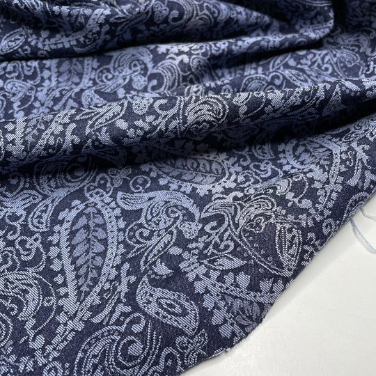 UB - Stretchy Pants Comfort - Jacquard Cotton Blend Woven - Blue Paisley - 2M Bundle (6714250526833)