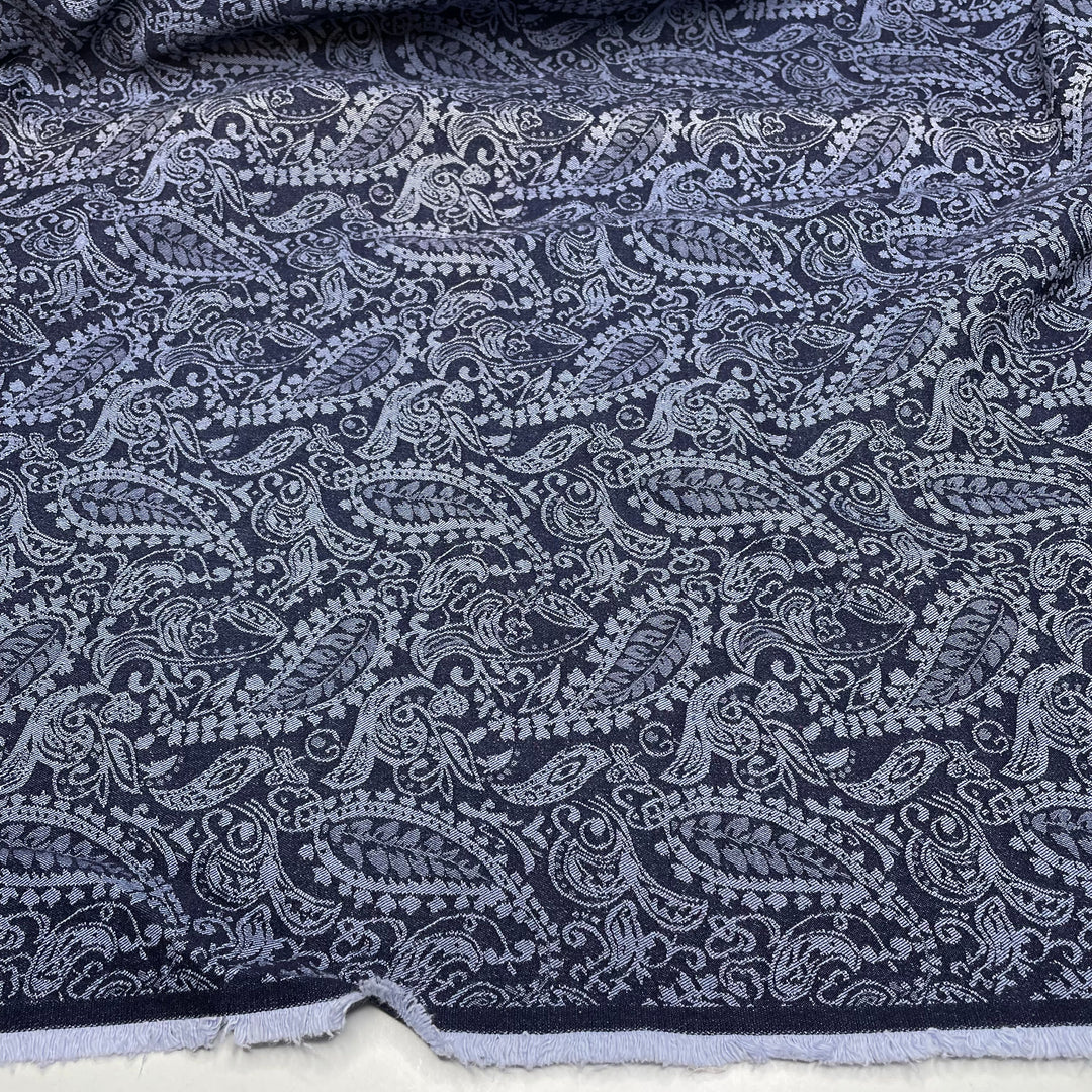 UB - Stretchy Pants Comfort - Jacquard Cotton Blend Woven - Blue Paisley - 2M Bundle (6714250526833)