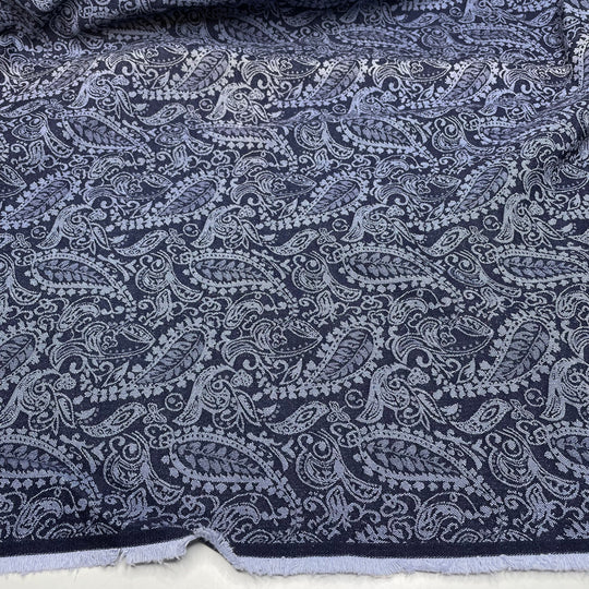 UB - Stretchy Pants Comfort - Jacquard Cotton Blend Woven - Blue Paisley - 2M Bundle (6714250526833)