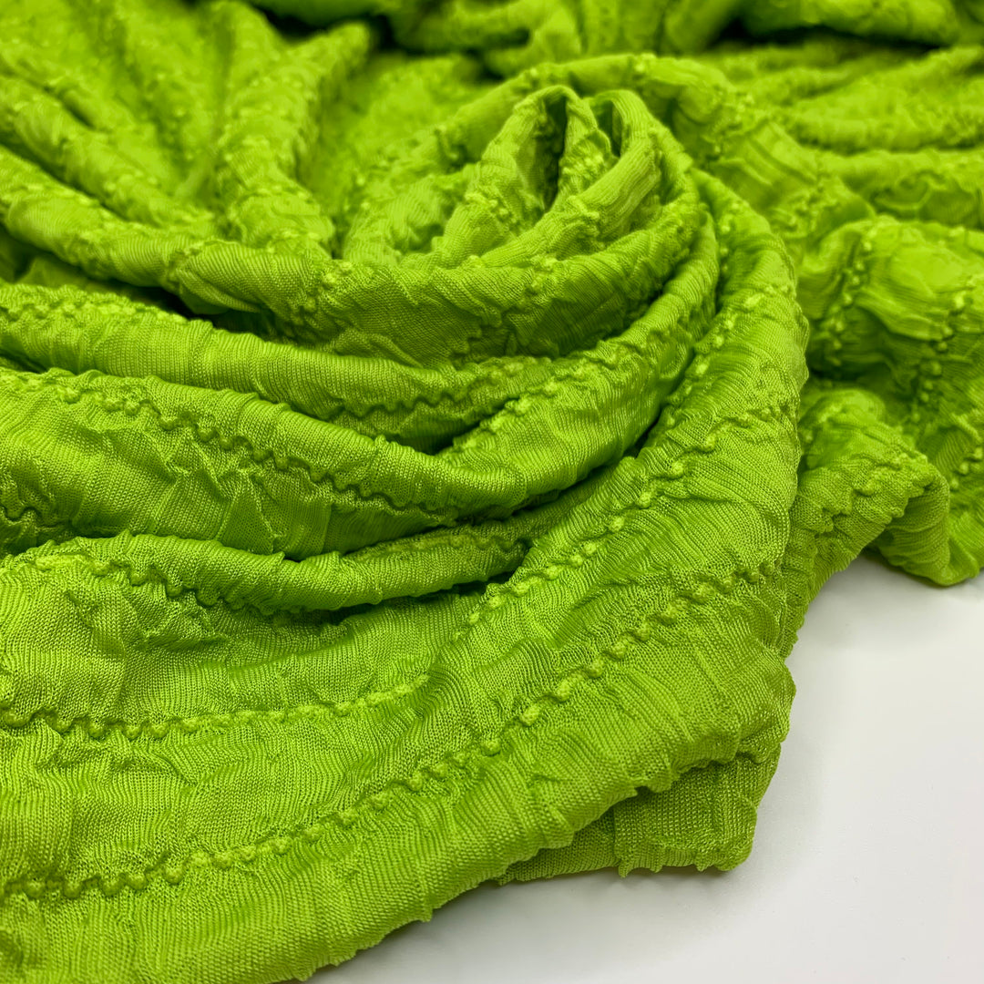 Salad Greens - Crinkle Double Cloth Knit Poly  - Light Green Stripes - 2M Bundle (6727222984817)
