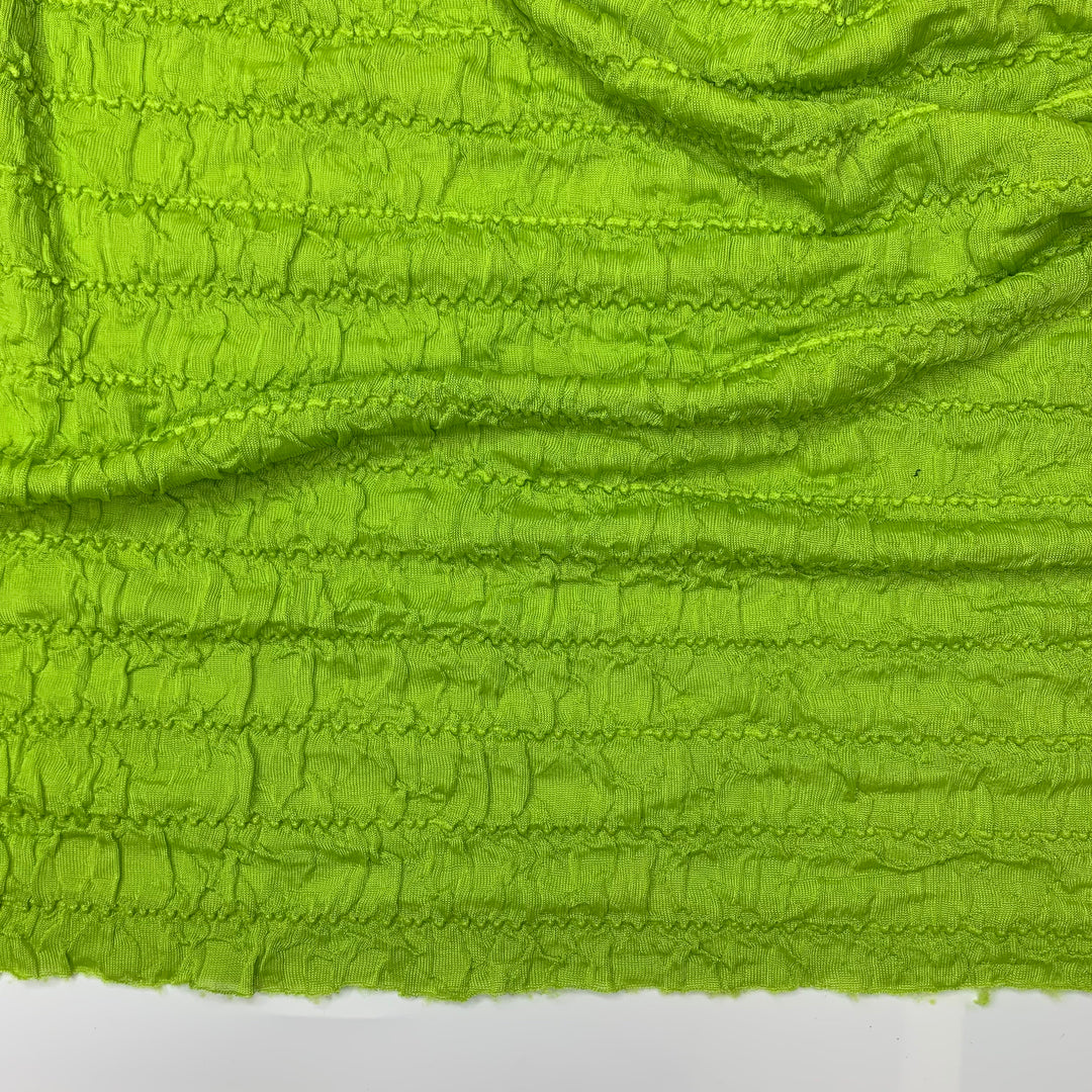 Salad Greens - Crinkle Double Cloth Knit Poly  - Light Green Stripes - 2M Bundle (6727222984817)