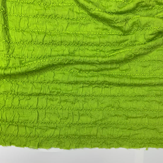 Salad Greens - Crinkle Double Cloth Knit Poly  - Light Green Stripes - 2M Bundle (6727222984817)