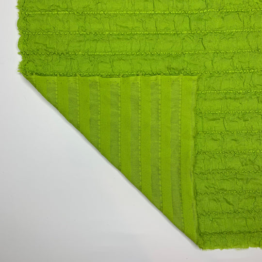 Salad Greens - Crinkle Double Cloth Knit Poly  - Light Green Stripes - 2M Bundle (6727222984817)