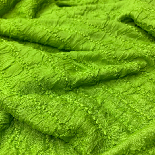 Salad Greens - Crinkle Double Cloth Knit Poly  - Light Green Stripes - 2M Bundle (6727222984817)