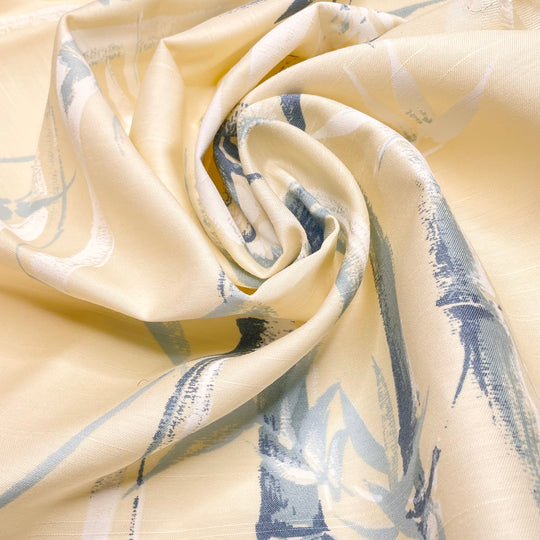 Roasted Coconut Chiffon Cake - Rayon/Acetate Woven - Cream/Blue Abstract - 1.3M Bundle (6727325188209)