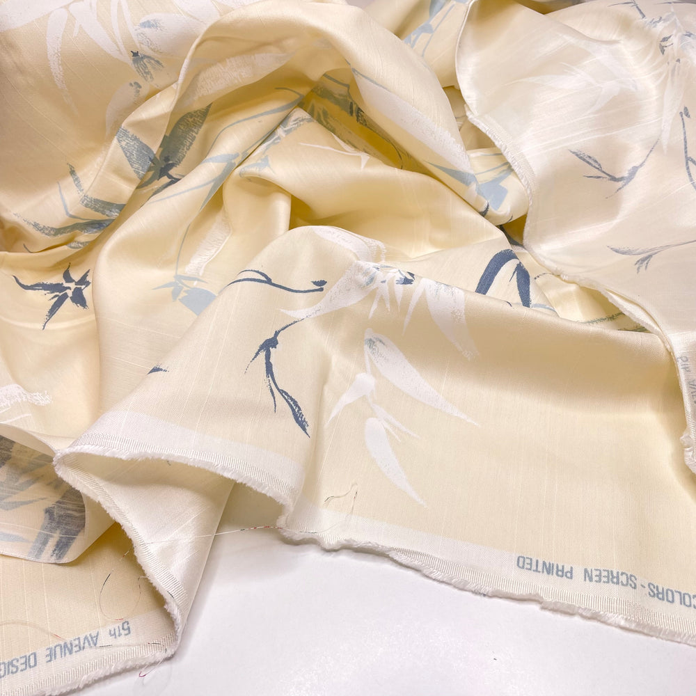 Roasted Coconut Chiffon Cake - Rayon/Acetate Woven - Cream/Blue Abstract - 1.3M Bundle (6727325188209)