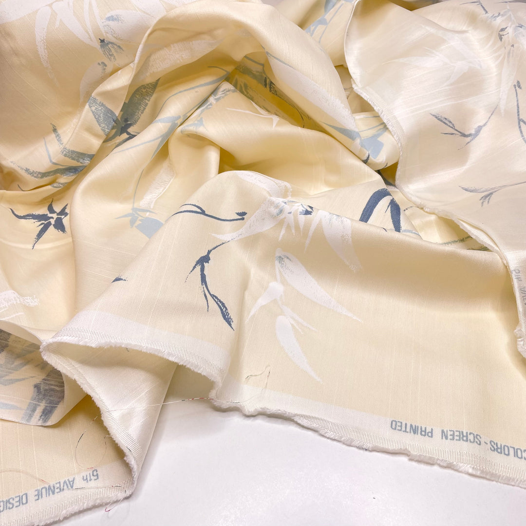 Roasted Coconut Chiffon Cake - Rayon/Acetate Woven - Cream/Blue Abstract - 1.3M Bundle (6727325188209)