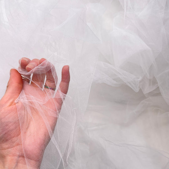 Assorted - Tulle Synthetic Knit - White - 1M Bundle (6732963020913)