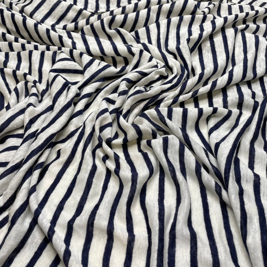 Is That My Sweater - Jersey Cotton/Linen Knit - Light Grey/Navy Stripes - 2.9M Bundle (6782788599921)