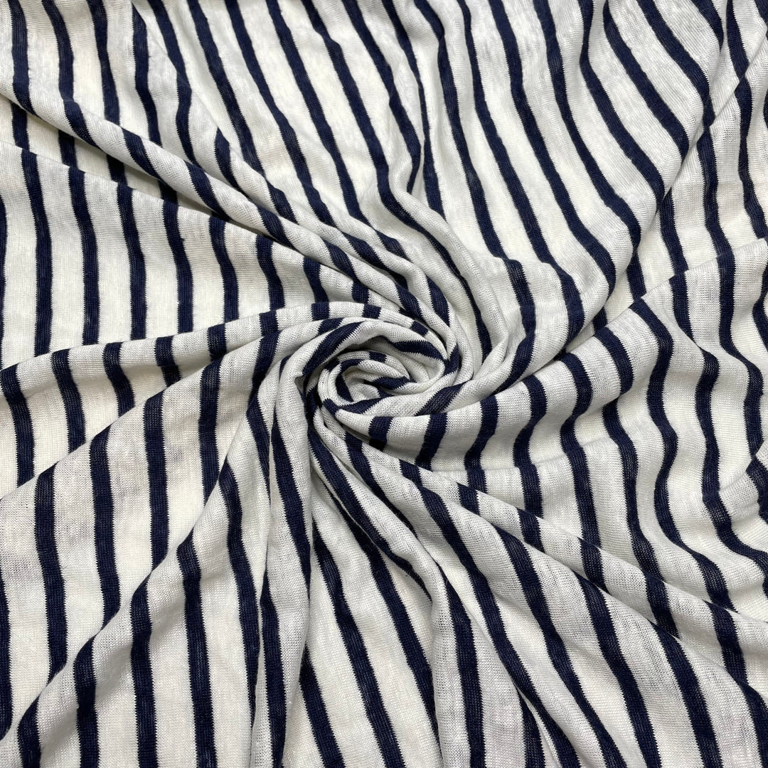 Is That My Sweater - Jersey Cotton/Linen Knit - Light Grey/Navy Stripes - 2.9M Bundle (6782788599921)