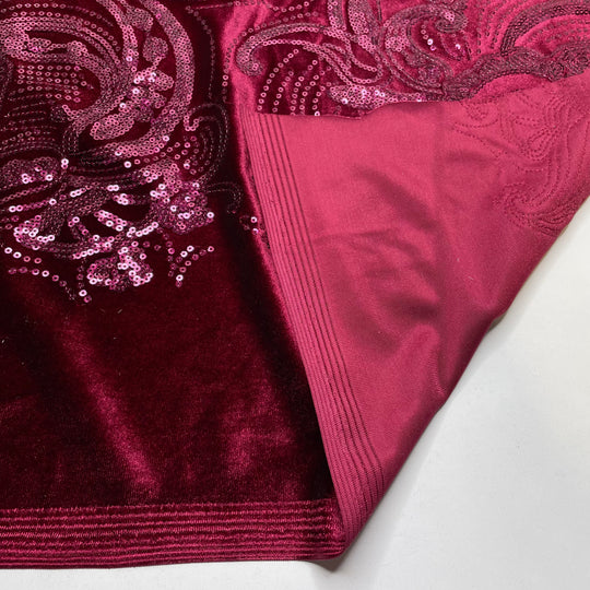 Core Memories - Sequined Knitted Velour Synthetic Knit - Burgundy Paisley - Bundles (6782802919537)