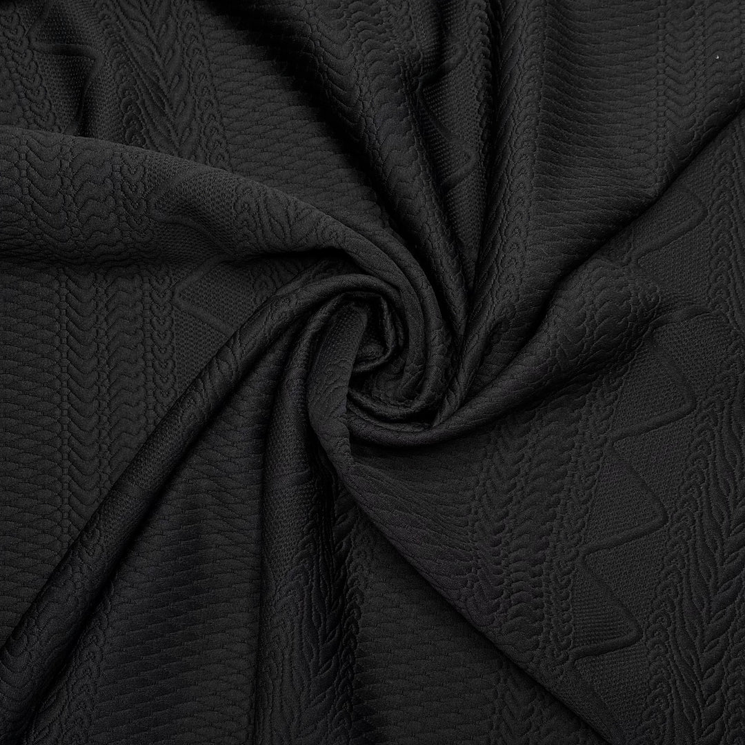 Support Group - Embossed Faux Cabling Synthetic Knit - Black - 2M Bundle (6783350833265)