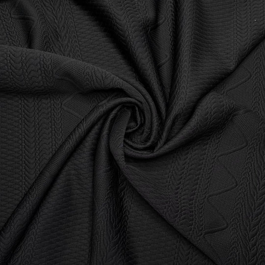 Support Group - Embossed Faux Cabling Synthetic Knit - Black - 2M Bundle (6783350833265)