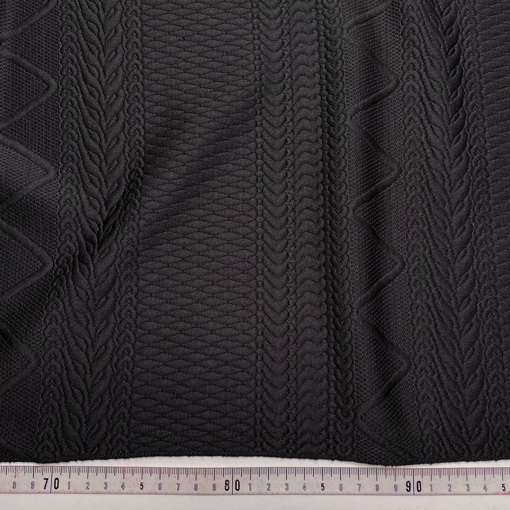 Support Group - Embossed Faux Cabling Synthetic Knit - Black - 2M Bundle (6783350833265)