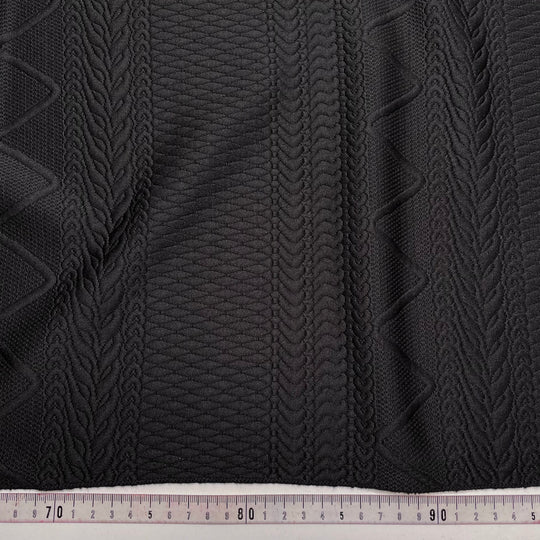 Support Group - Embossed Faux Cabling Synthetic Knit - Black - 2M Bundle (6783350833265)