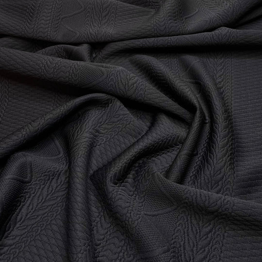 Support Group - Embossed Faux Cabling Synthetic Knit - Black - 2M Bundle (6783350833265)