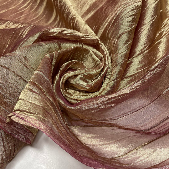 Turn Your Work - Metallic, Crinkle Organza Poly Woven - Gold/Burgundy - Bundles (6784590282865)