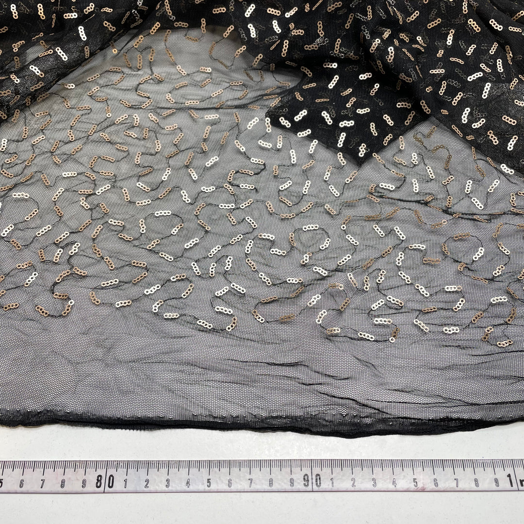 Little Organisms - Sequins Mesh Polyester Blend Knit - Black/Gold - 2.2M Bundle (6790926499953)