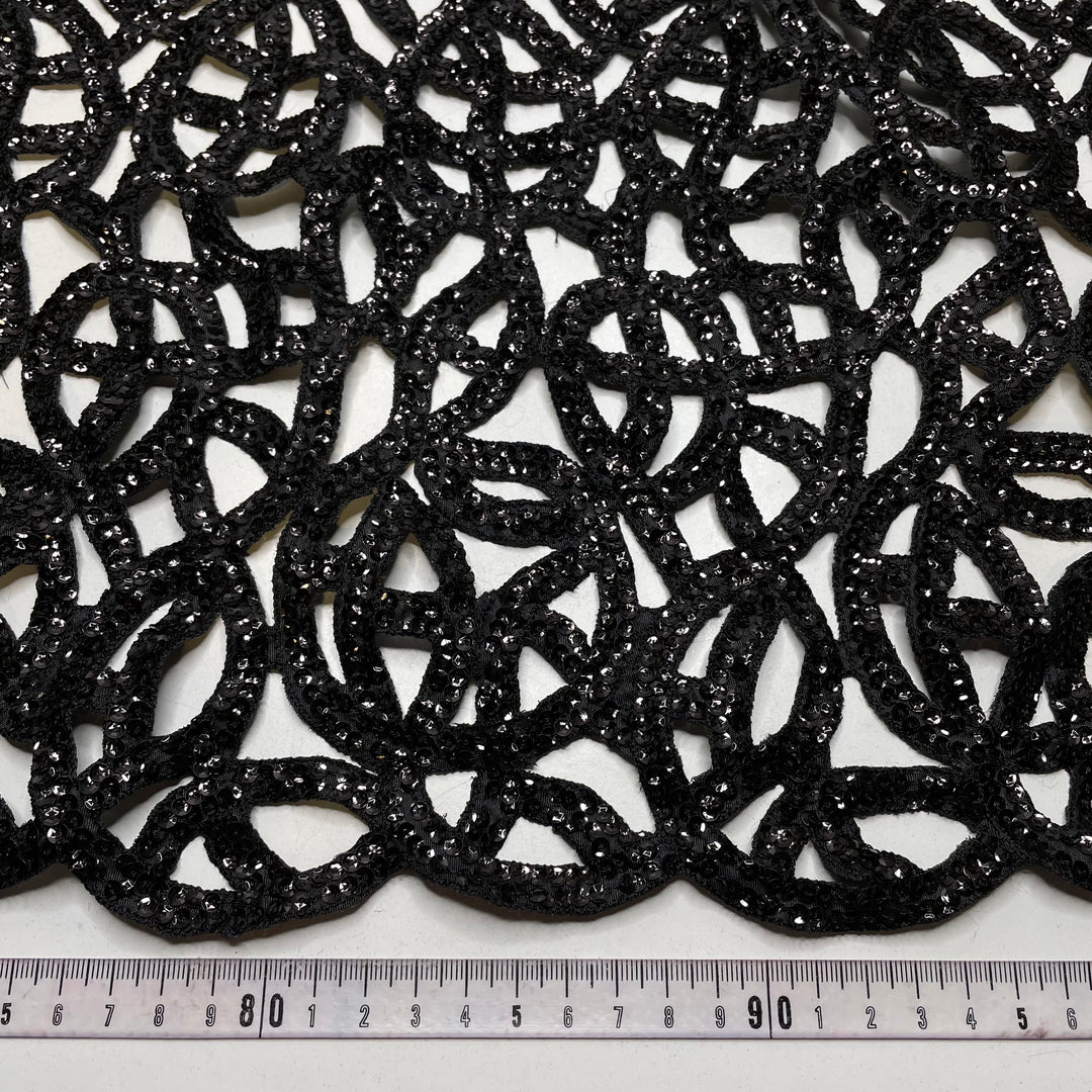 Frankenstein - Laser Cut Or Burnout Sequins Synthetic Woven - Black - 0.7M Bundle (6793952428145)