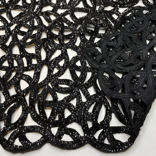 Frankenstein - Laser Cut Or Burnout Sequins Synthetic Woven - Black - 0.7M Bundle (6793952428145)