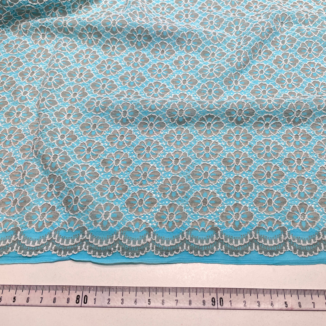 UB - Too Cute For Words - Lace Poly Knit - Light Blue/White Floral - 0.85M Bundle (6795444027505)