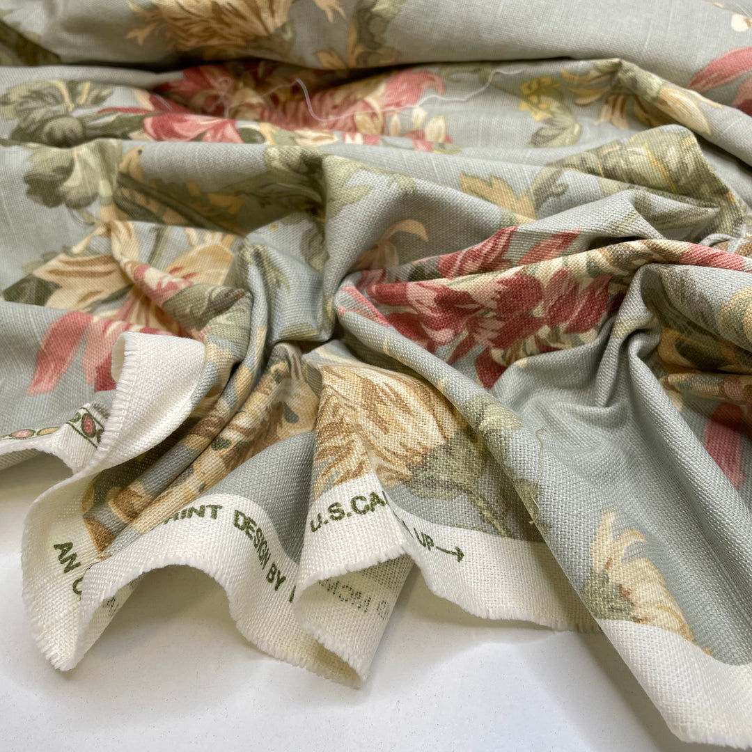 Dont Talk To Me Before Coffee - Slub Cotton Woven - Light Teal Multi Floral - 2.5M Bundle (6804392706161)