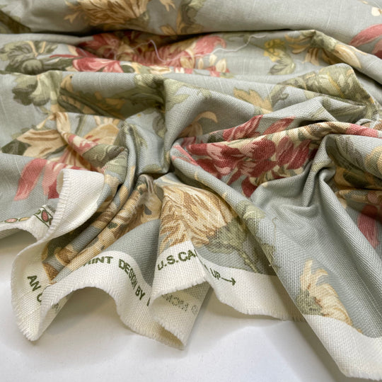 Dont Talk To Me Before Coffee - Slub Cotton Woven - Light Teal Multi Floral - 2.5M Bundle (6804392706161)