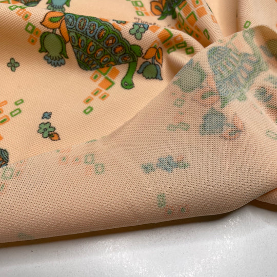 UB - Turtle Turtle - Vintage Interlock Poly Knit - Light Pink Multi Turtles - 1M Bundle (6806609592433)