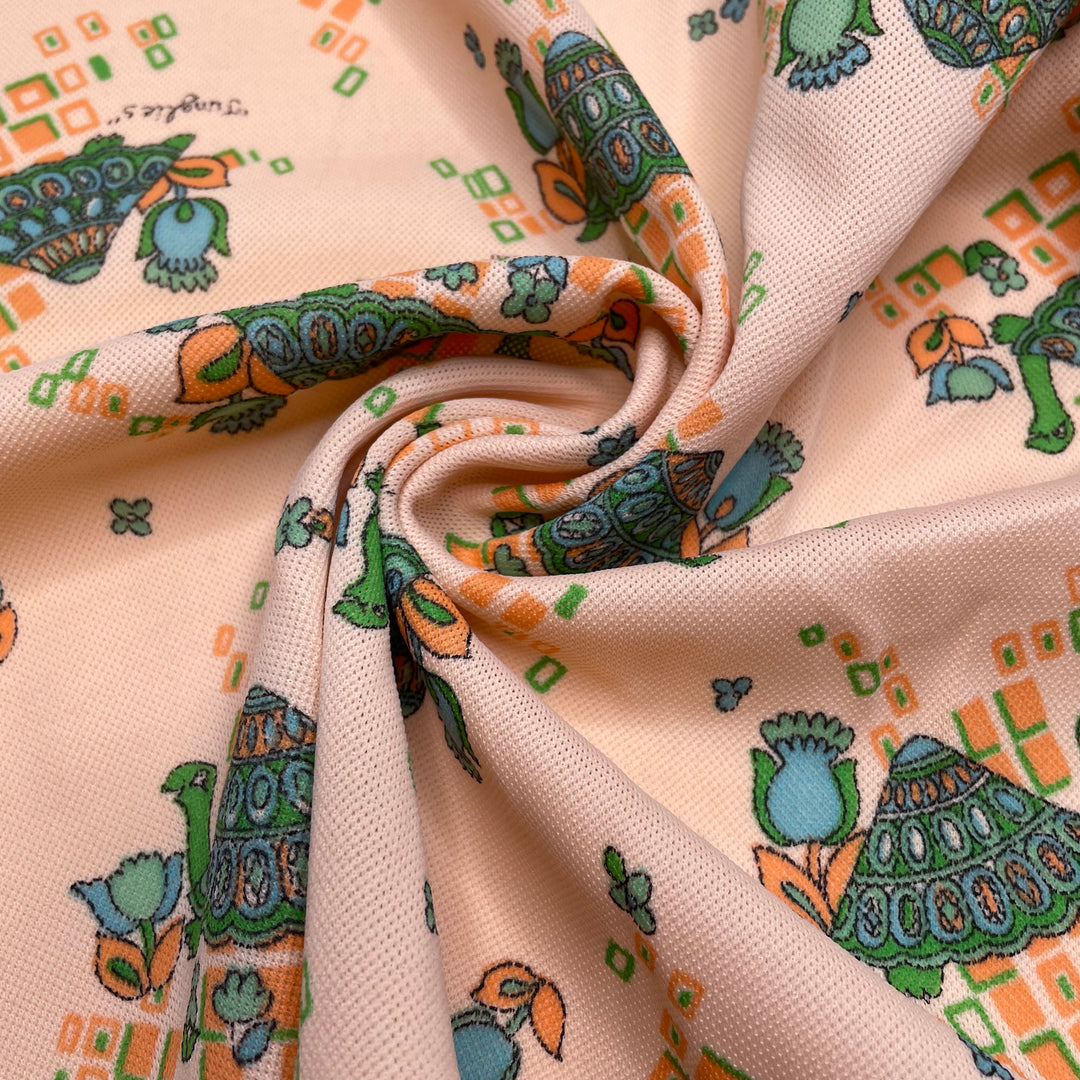 UB - Turtle Turtle - Vintage Interlock Poly Knit - Light Pink Multi Turtles - 1M Bundle (6806609592433)