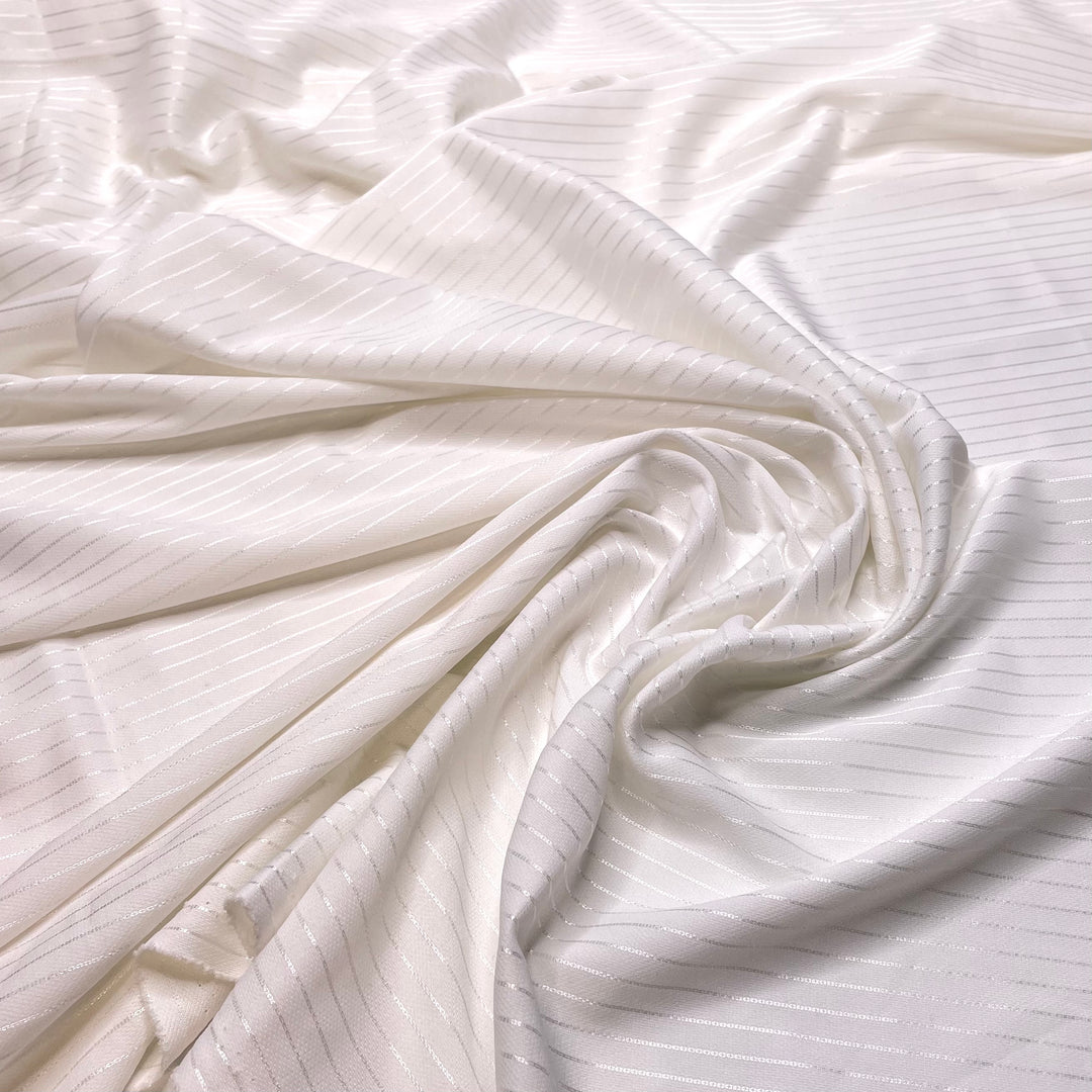 Shimmer Finish - Poly Knit - White Pinstripe - 1.25M Bundle (6807185784945)