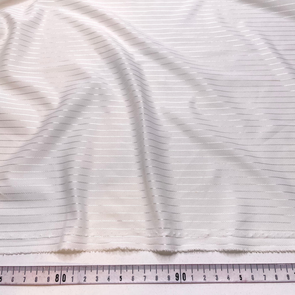 Shimmer Finish - Poly Knit - White Pinstripe - 1.25M Bundle (6807185784945)