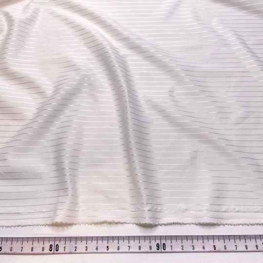 Shimmer Finish - Poly Knit - White Pinstripe - 1.25M Bundle (6807185784945)