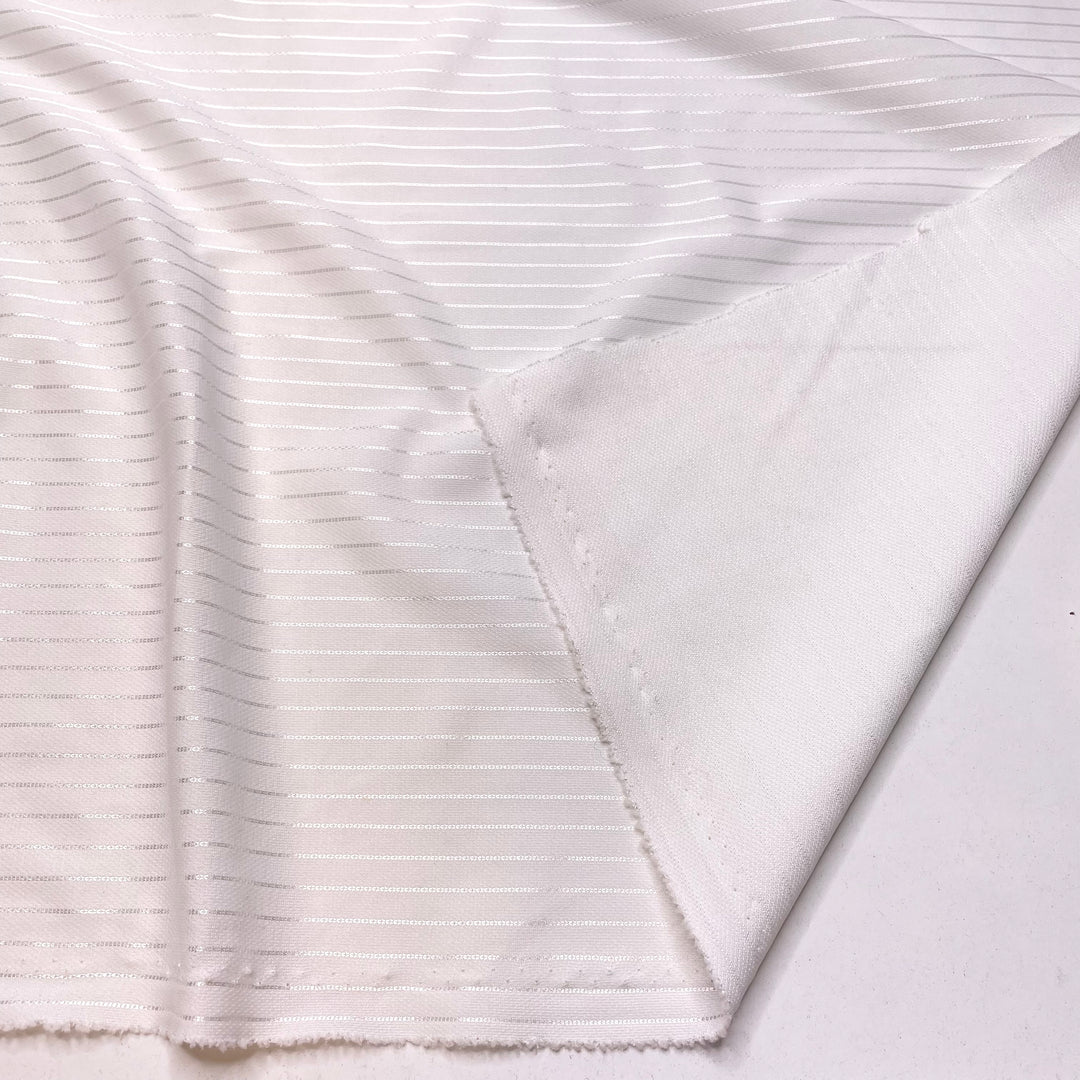 Shimmer Finish - Poly Knit - White Pinstripe - 1.25M Bundle (6807185784945)