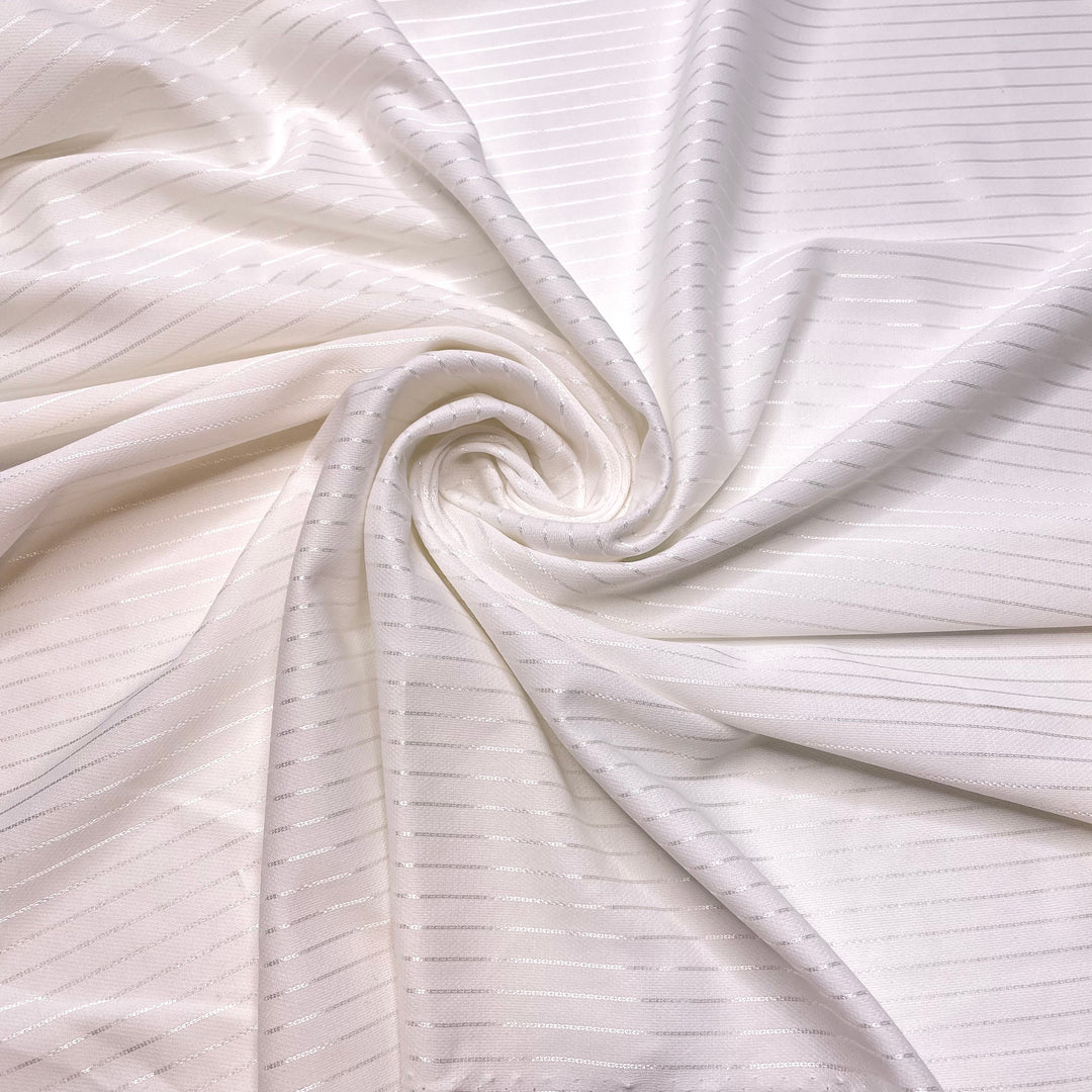 Shimmer Finish - Poly Knit - White Pinstripe - 1.25M Bundle (6807185784945)