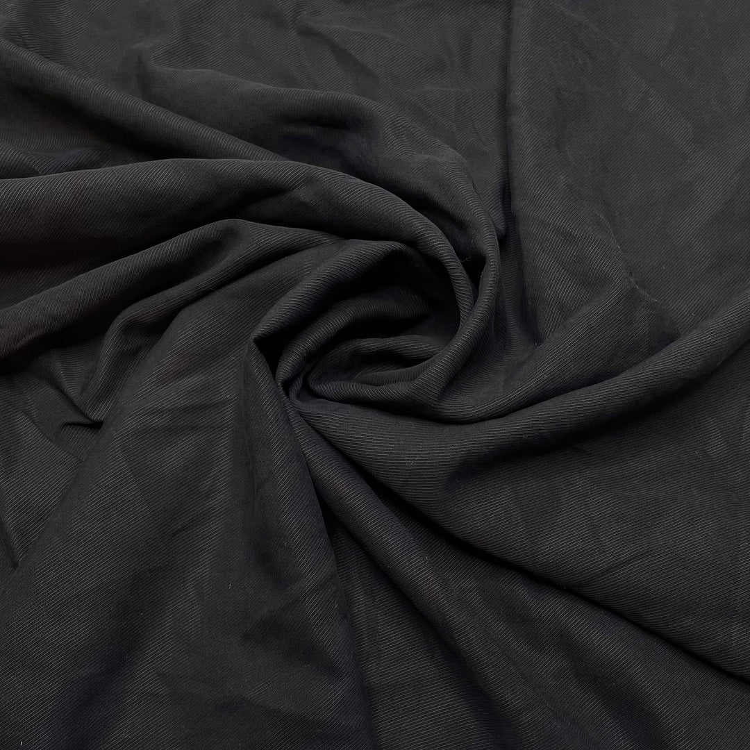 Untwill Dark - Twill Weave Rayon Woven - Black - 1M Bundle (6808837881969)